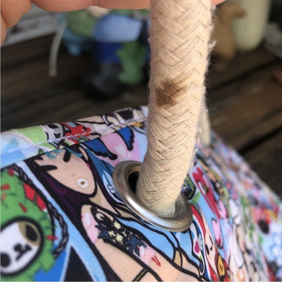 Tokidoki Le Sportsac My Love Tote Bag Purse Handbag Rope Handles Black Kawaii - Picture 5 of 12